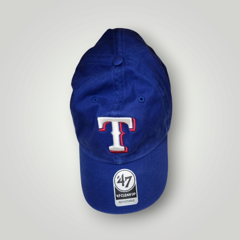 '47 Texas Rangers Clean Up Home Blue Adjustable Strap Hat Dad Cap